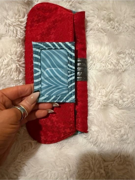 Dakine Red Quilted Clutch with Dark Brown Trim 7