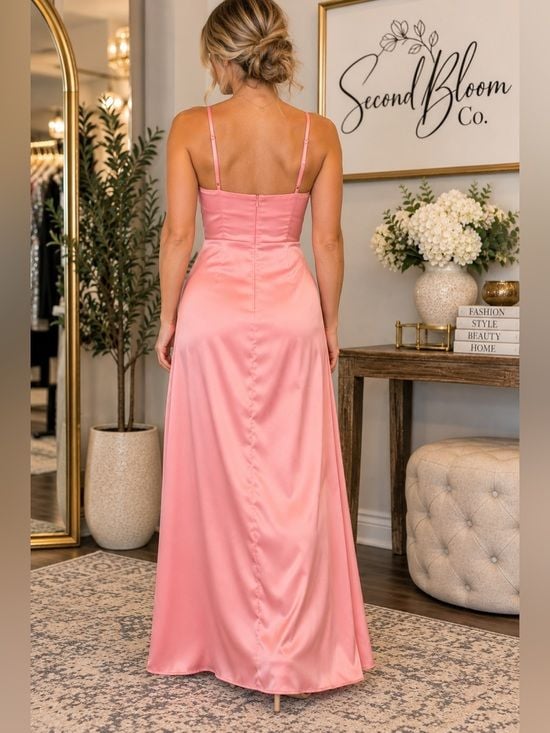 Cupcakes and Cashmere Peony Pink Satin Twist Front Maxi Dress Size 0 NWT 3