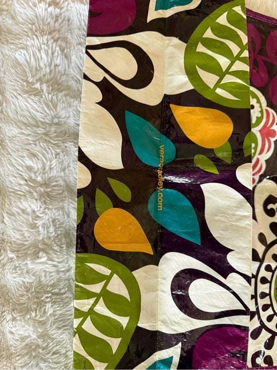 Vera Bradley PLUM CRAZY Floral Laminated Tote in Purple, Teal, Green and White 4