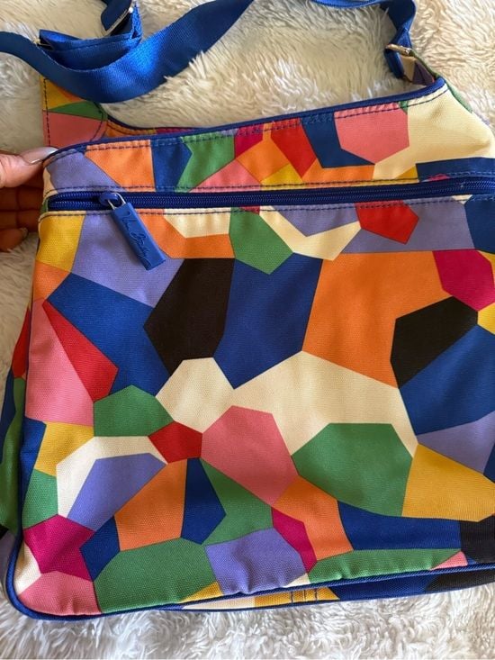 VERA BRADLEY Multicolor Geometric Crossbody Bag - Blue Strap RETIRED 5
