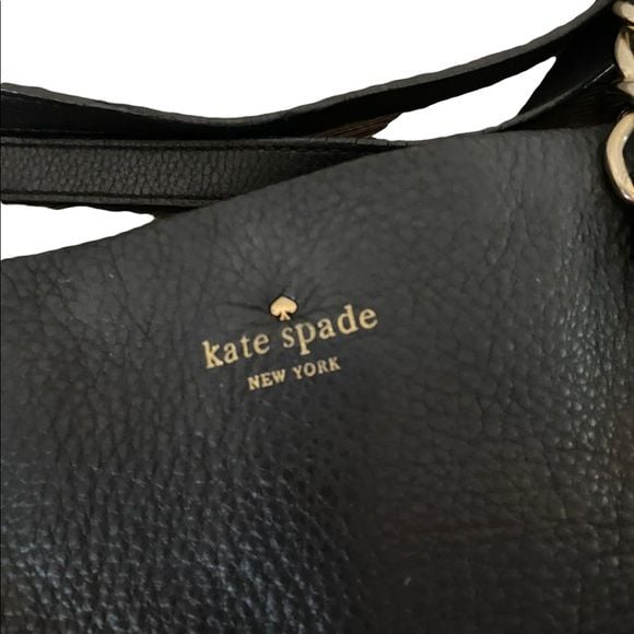 kate spade Black Leather Shoulder Bag with Gold Chain Accents 5