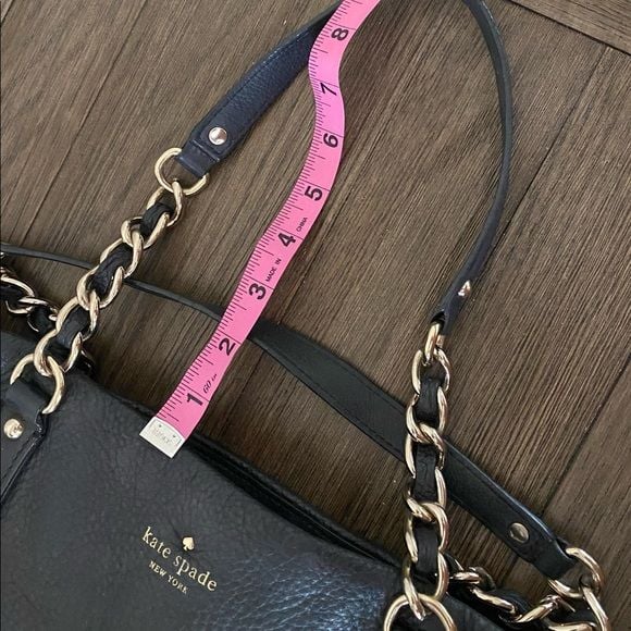 kate spade Black Leather Shoulder Bag with Gold Chain Accents 6