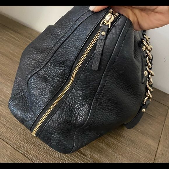kate spade Black Leather Shoulder Bag with Gold Chain Accents 14
