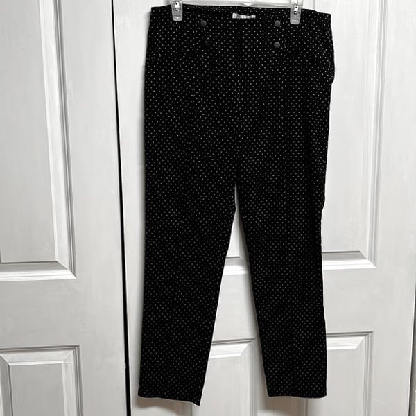 Retrology Black White Polka Dot Mid Rise Pull Up Crop Pants Size L