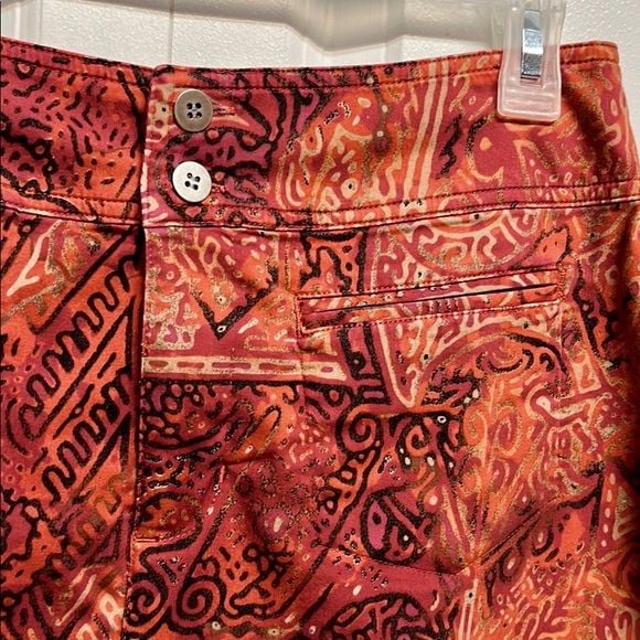 Chico’s Multi Color Retro Print Cotton Stretch Pocket Pencil Skirt Size 1 / M 3