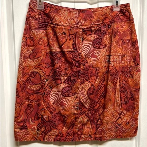 Chico’s Multi Color Retro Print Cotton Stretch Pocket Pencil Skirt Size 1 / M 4