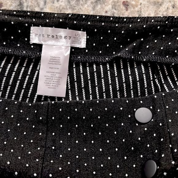 Retrology Black White Polka Dot Mid Rise Pull Up Crop Pants Size L 8