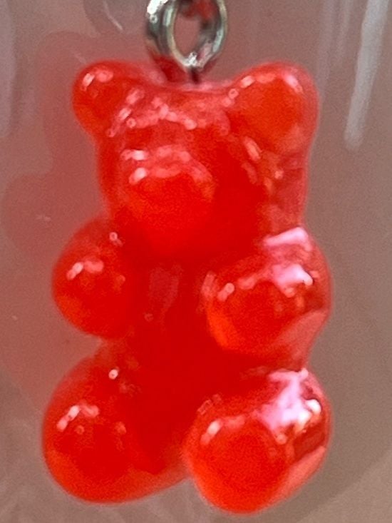 🧸 Red Orange Gummy Bear Dangle Earrings 4