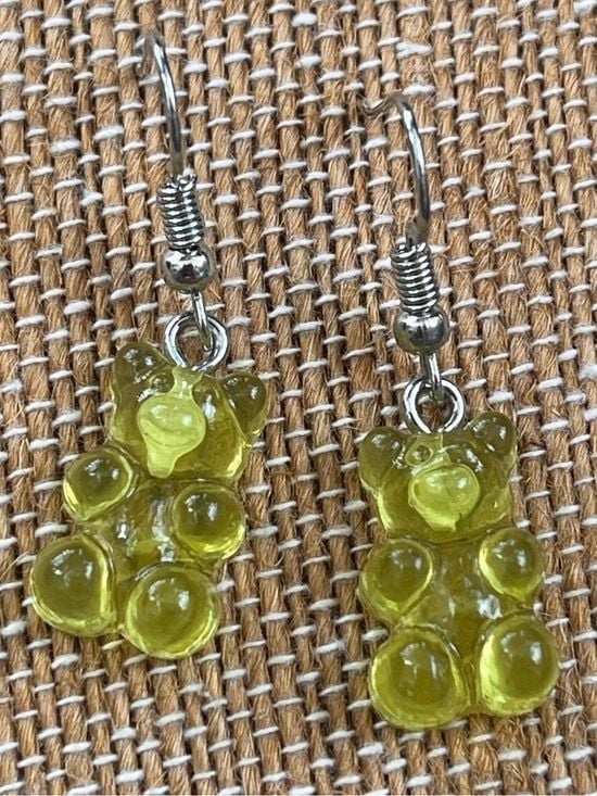 🧸 Yellow-Green Gummy Bear Dangle Earrings 3