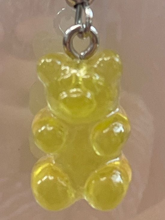 🧸 Yellow-Green Gummy Bear Dangle Earrings 4