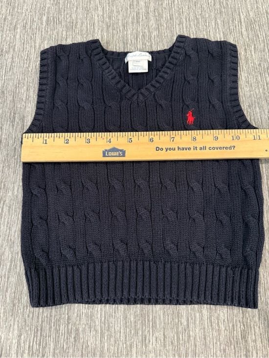 Polo by Ralph Lauren Toddler Navy Cable-Knit V-Neck Sweater Vest 6