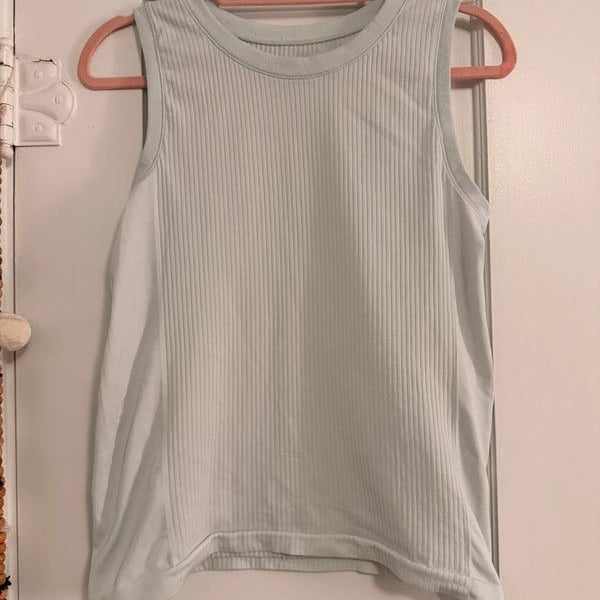 Athleta Ribbed Sleeveless Tank Top Light Blue Medium