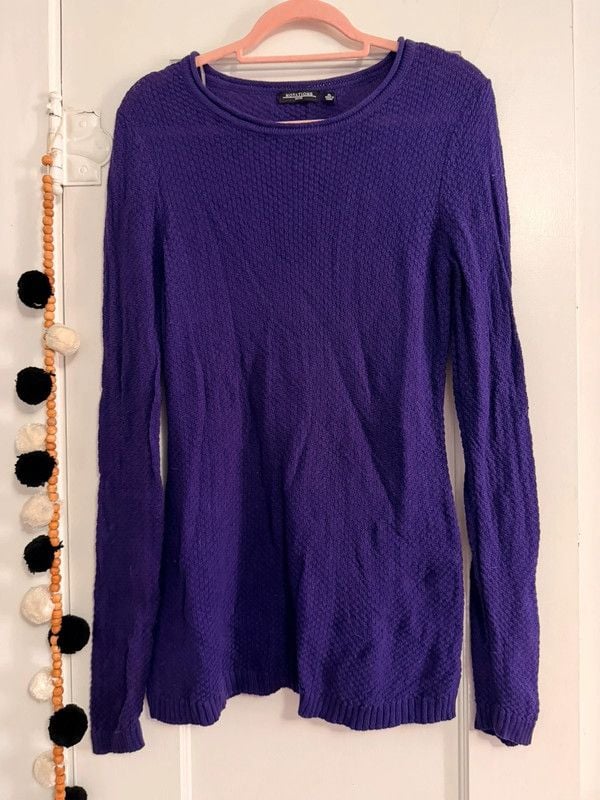 Notations Purple Textured Tunic Sweater Petite Large 2