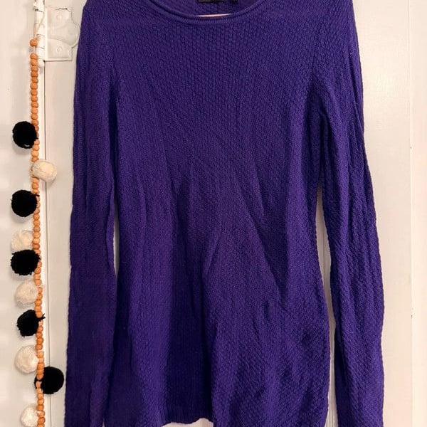 Notations Purple Textured Tunic Sweater Petite Large
