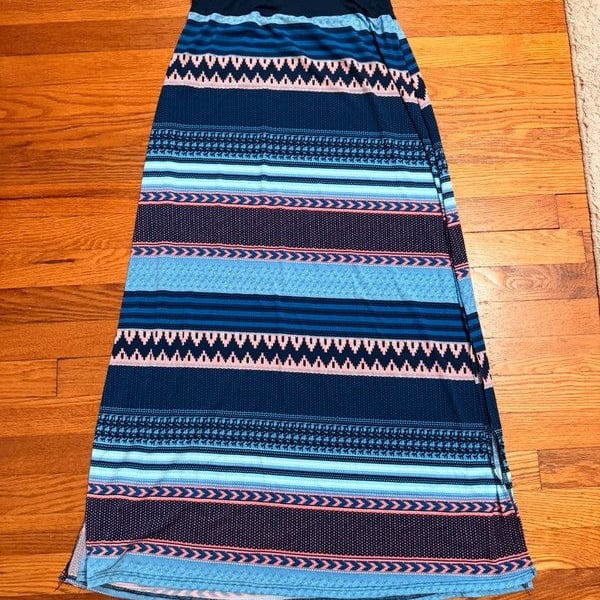 Vanity Blue Aztec Print Maxi Skirt Size M