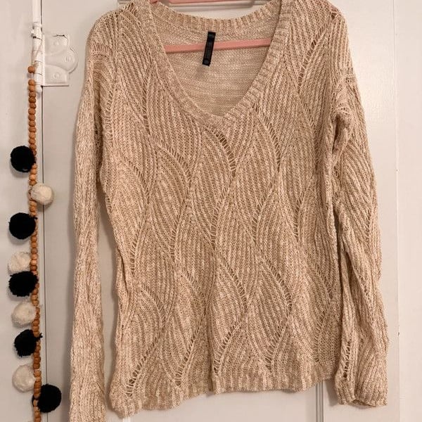 Absolutely Oatmeal Textured Knit Sweater Size M