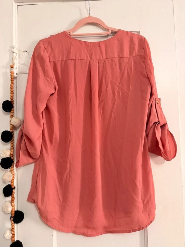 Rue 21 Coral Pink Half Zip Blouse Size M 3
