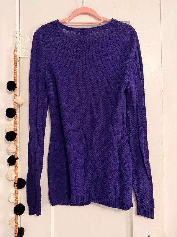 Notations Purple Textured Tunic Sweater Petite Large 3