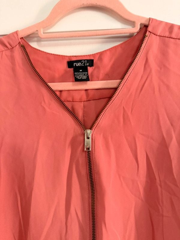 Rue 21 Coral Pink Half Zip Blouse Size M 4
