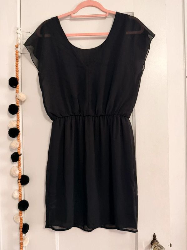 City Triangle Black Dress with Statement Necklace Size M 4