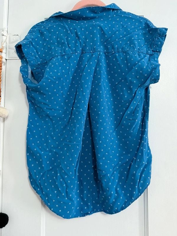 Jachs Girlfriend Blue Floral Button Front Blouse Medium 4