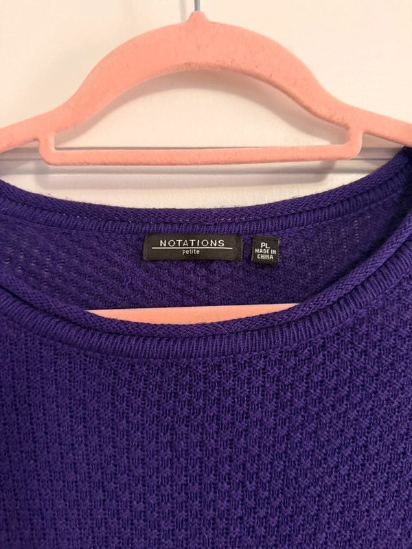 Notations Purple Textured Tunic Sweater Petite Large 4