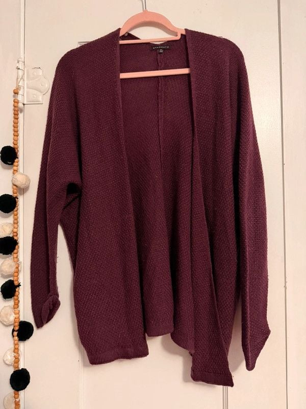 Staccato Open Front Knit Cardigan M/L Purple 2