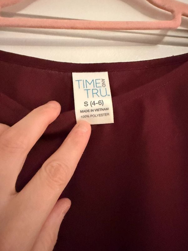 Time and True Burgundy Ruffle Sleeve Top Size S 4