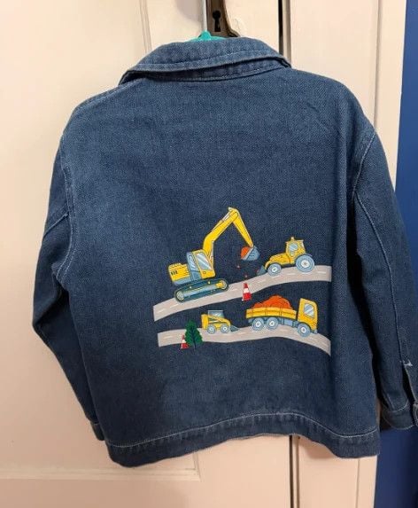 Boys 4T Denim Jacket with Construction Truck Graphic 3