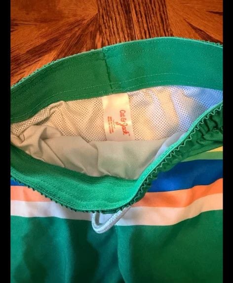 Cat & Jack Boys Swim Trunks Size 3T Green Striped Board Shorts 3