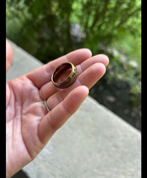 Dionysus Hawaiian Koa Wood & Rasta Opal Rose Gold Tungsten Ring Size 9 -New 3