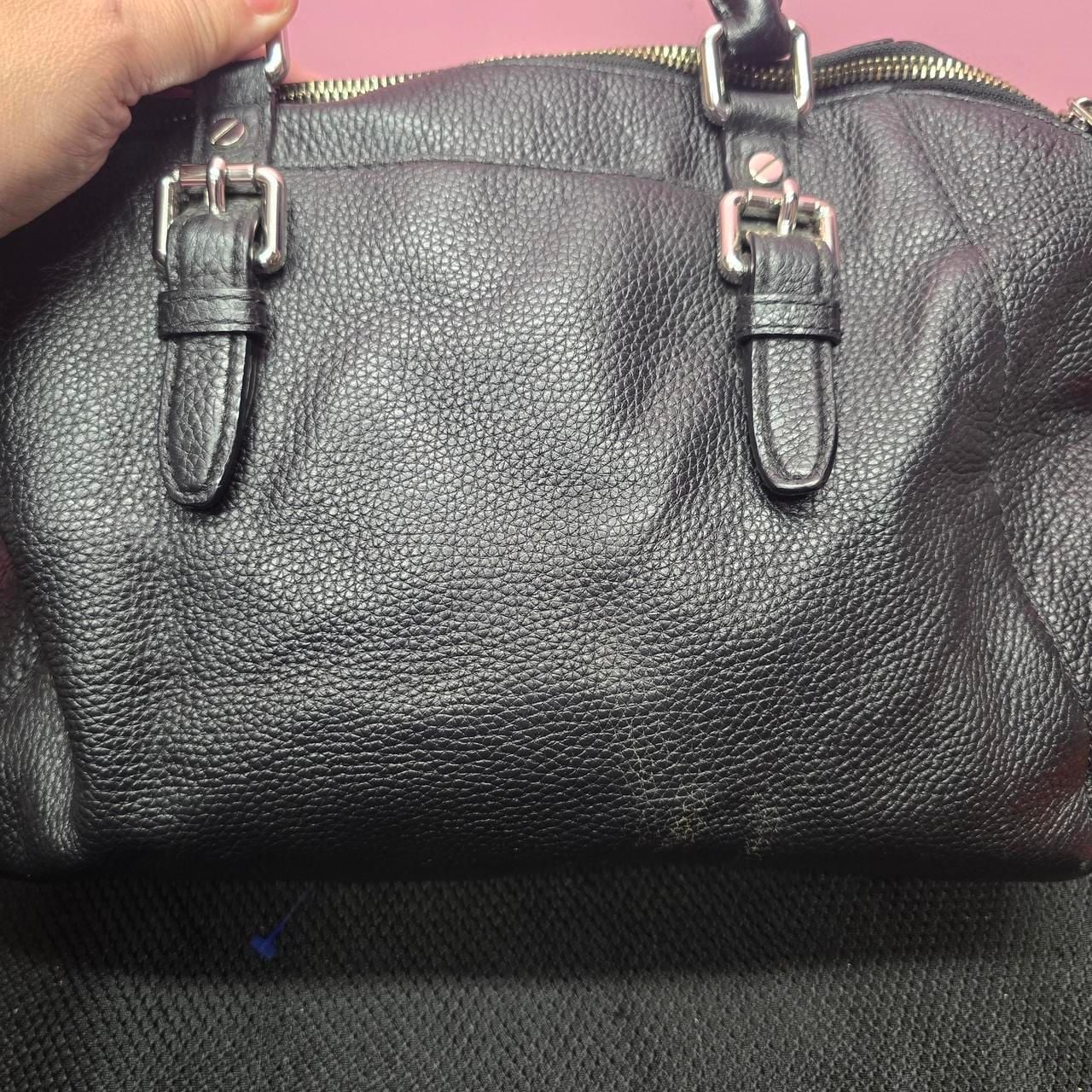 Michael Kors Black Pebbled Leather Satchel Crossbody Bag Silver Hardware 9