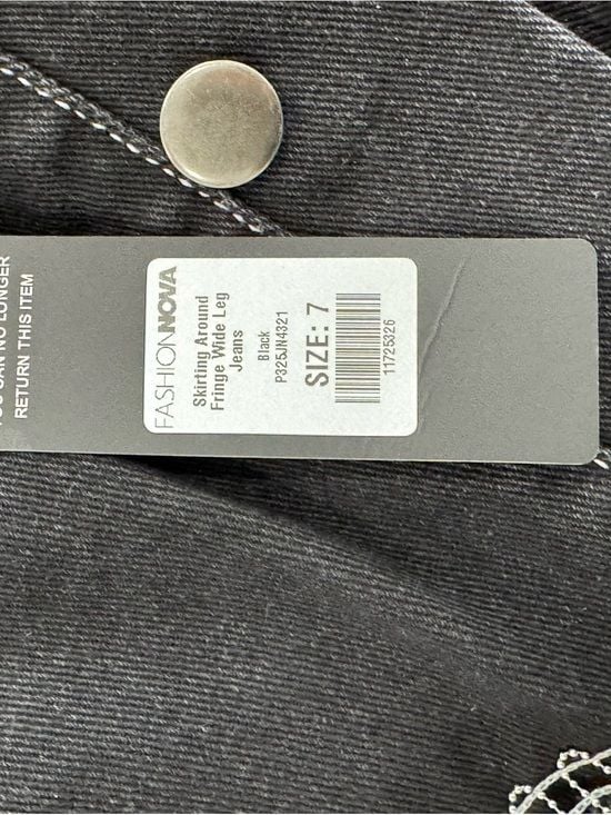 Fashion Nova Black Wide-Leg Silver Chain Fringe Jeans - NWT - Size 7 8