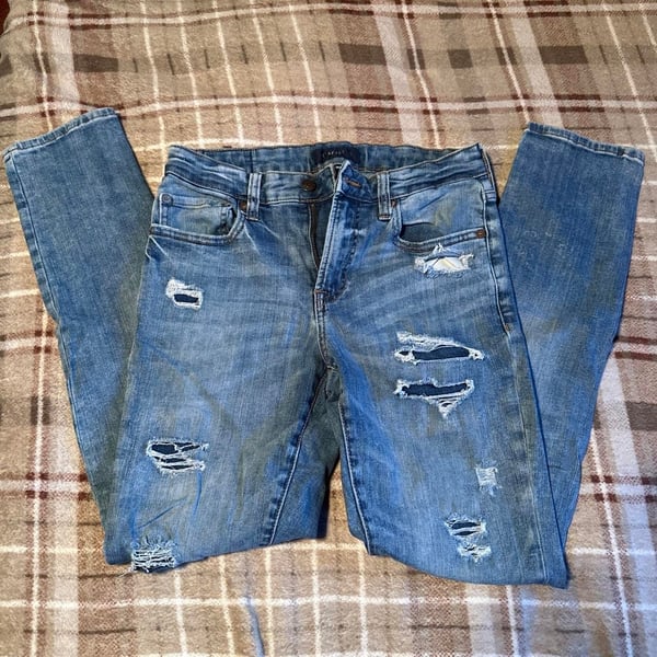 Aeropostale Skinny Jeans Size 30/32 Blue Ripped Distressed Denim