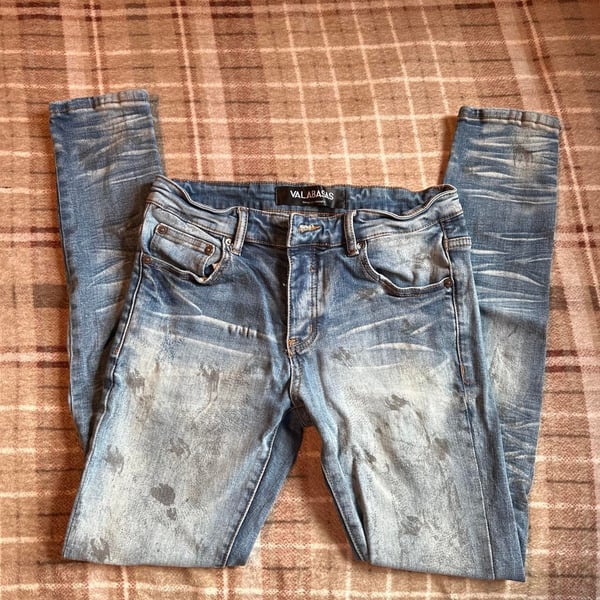 Valabasas Paint Splatter Denim Jeans Size 30 Slim Distressed Light Wash