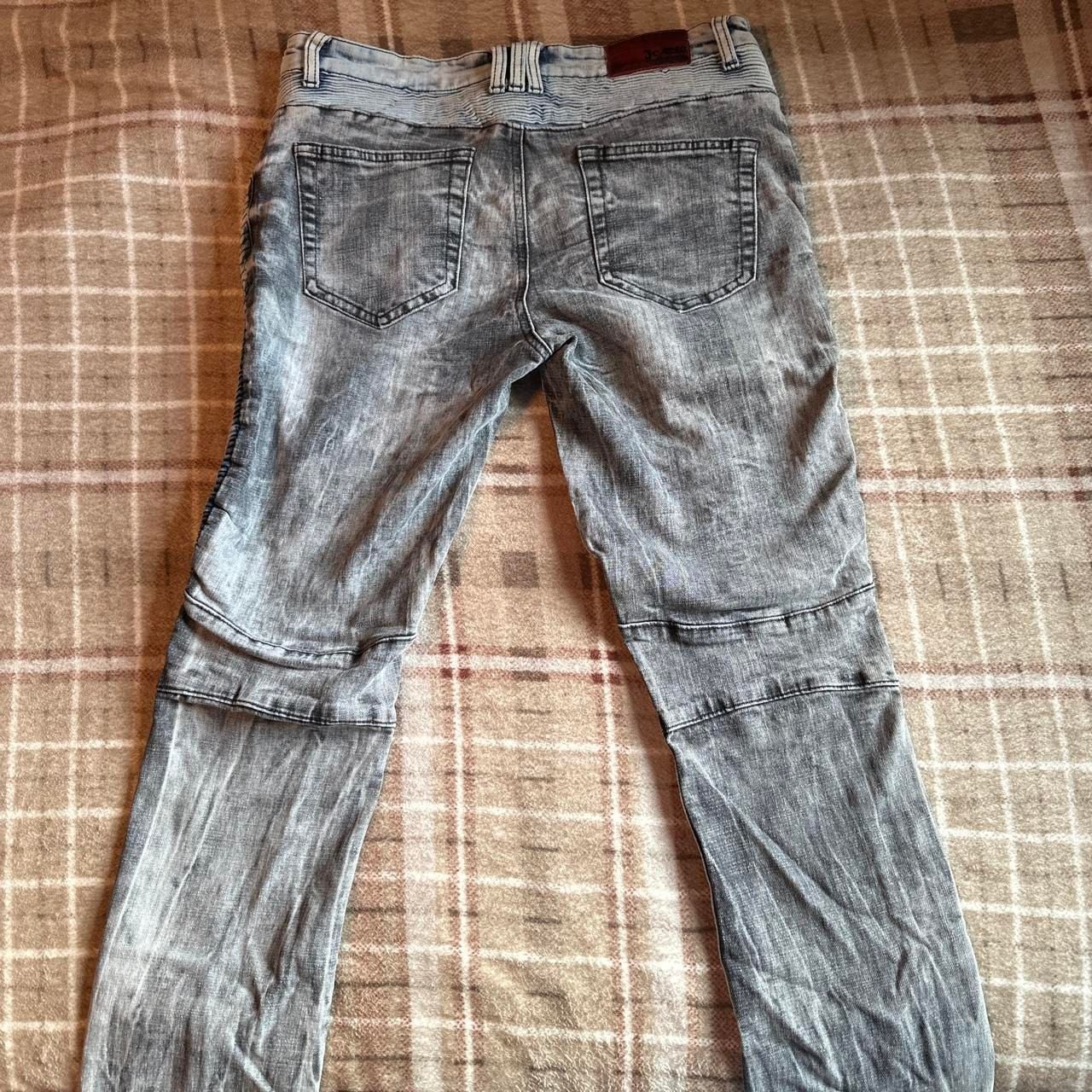 JEANS Biker Moto Zip Denim Jeans Size 30x30 Acid Wash Distressed 4