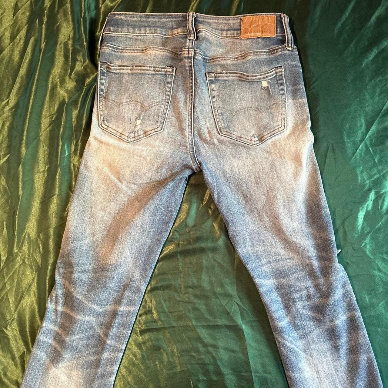 American Eagle AirFlex 360 Skinny Jeans Size 30x30 Ripped Light Wash 3