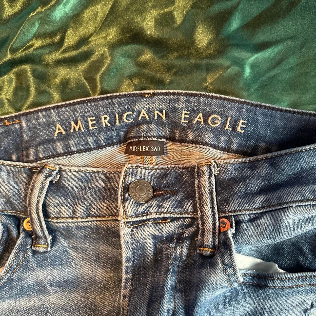 American Eagle AirFlex 360 Skinny Jeans Size 30x30 Ripped Light Wash 4