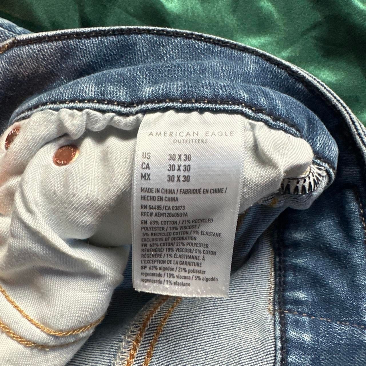American Eagle AirFlex 360 Skinny Jeans Size 30x30 Ripped Light Wash 5