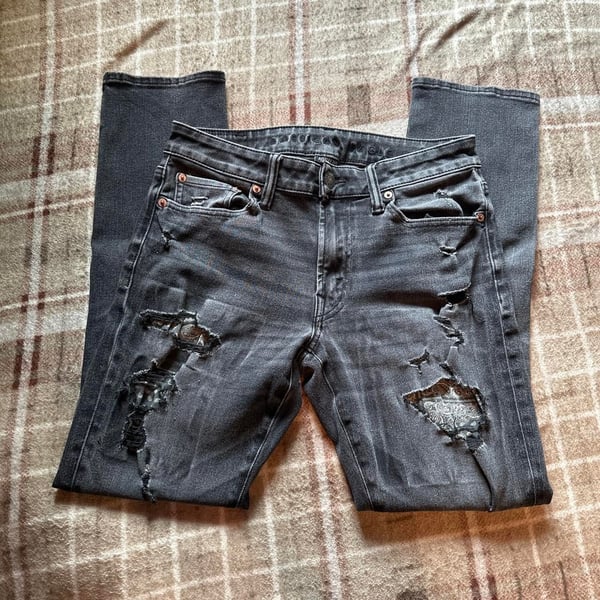 American Eagle Airflex 360 Jeans Size 30X30 Black Distressed