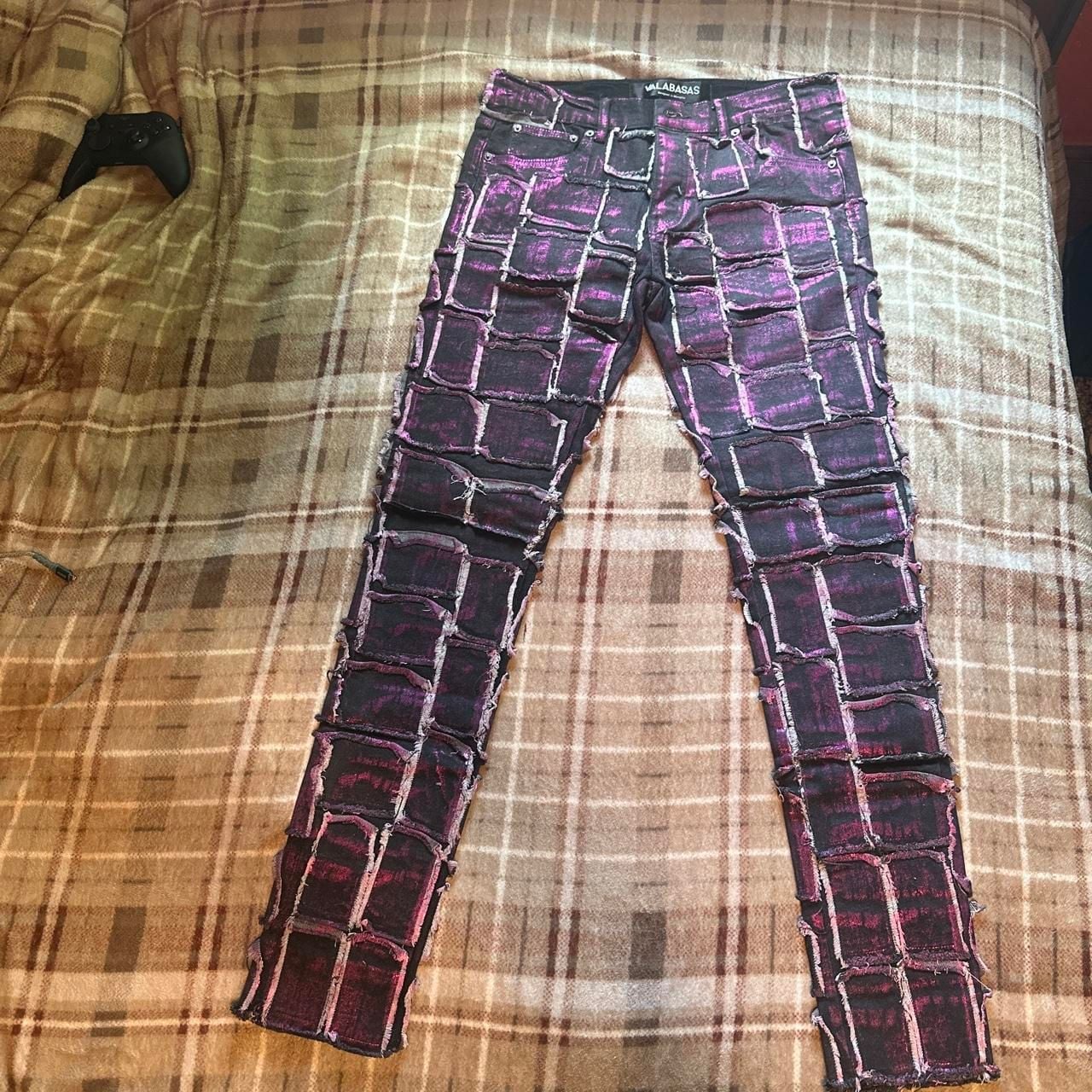 Valabasas Metallic Purple Stacked Jeans Size 30 3