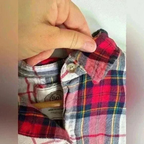 SO authentic American Heritage women’s plaid button up long sleeve shirt size M 6