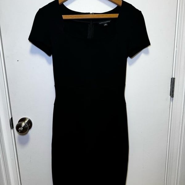 Banana Republic Black Short-Sleeve Sheath Dress