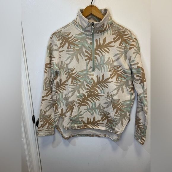 Life Integrity Earth women quarter zip oversized sweatshirt floral beige size m 5
