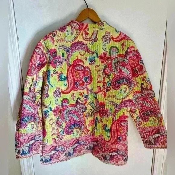 La Cera women’s quilted reversible jacket colorful paisley size medium 7