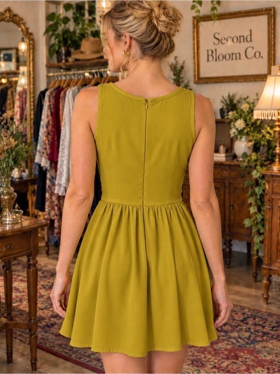 Bar III Chartreuse Embellished Sleeveless Dress Size S 3