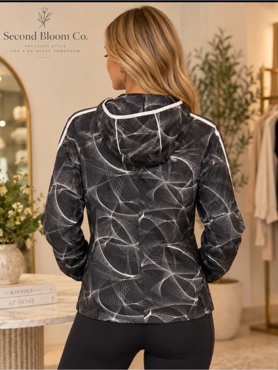 Nike Black White Abstract Print Hooded Zip Jacket Size S 3