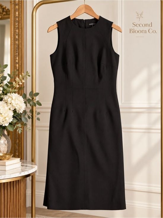 Antonio Melani Black Sleeveless Sheath Midi Dress Size 2 4