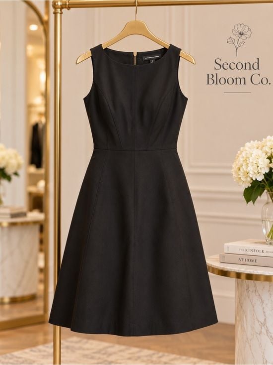 White House Black Market Black Sleeveless Fit & Flare Dress Size 0 4