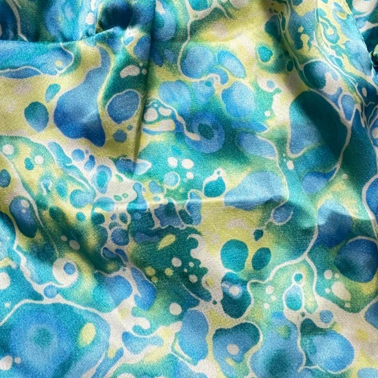 Valerie Stevens Cami Top Size M Blue Green Pattern Lace Button Up 6